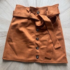 Women's Button-Front Belted Skirt - Orange